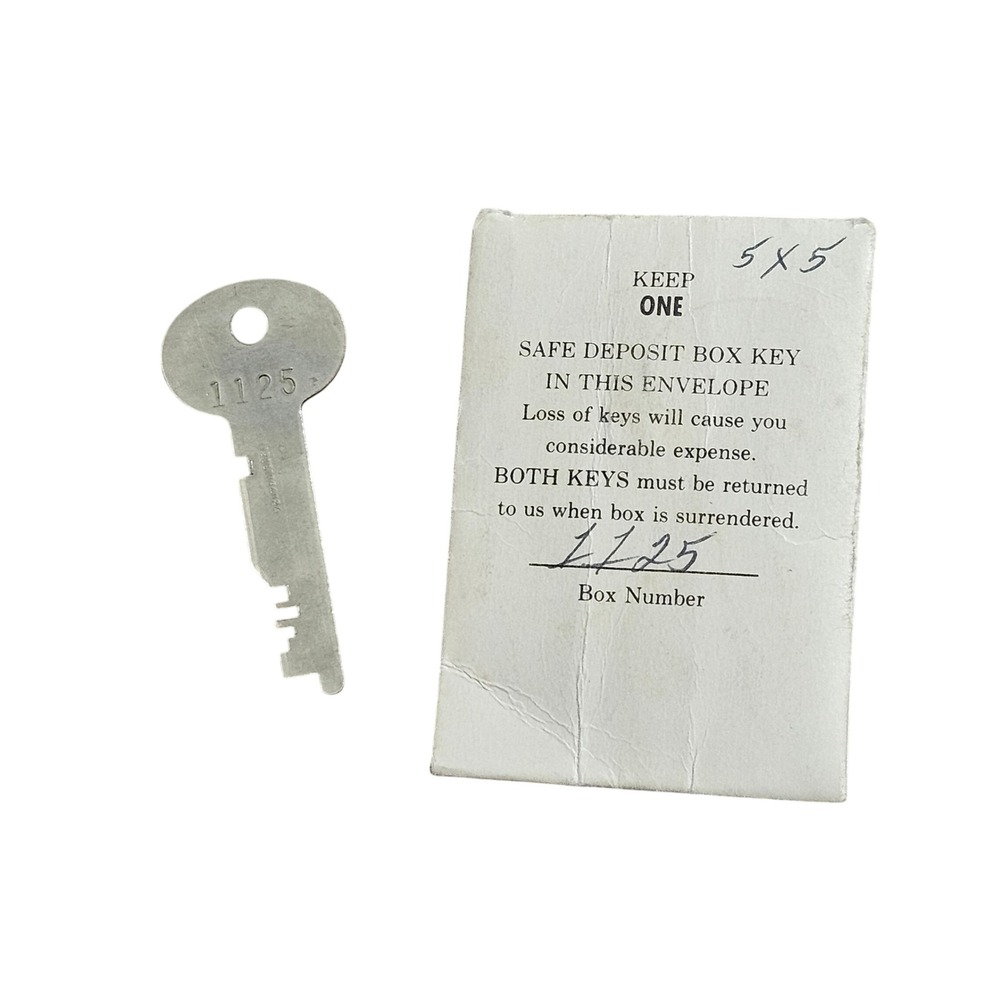 Vintage Sargent & Greenleaf Safe Deposit Box Key 1125 with Original Envelope